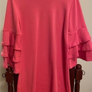 Simply Southern Coral Ruffled 3/4 Sleeve Blouse